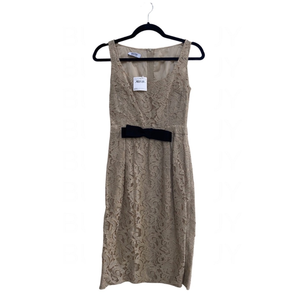 Moschino Cheap and Chic Lace Taupe Empire Waist with Bow Knee Length Dress SM
